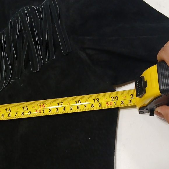 Black Suede Jacket with Fringe by [Brand] - Picture 9 of 16